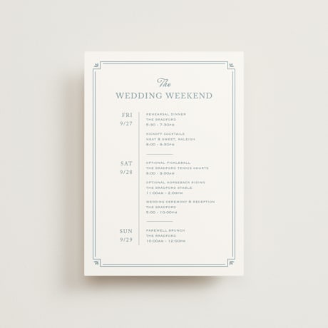 Petite Wedding Weekend Itinerary Cards