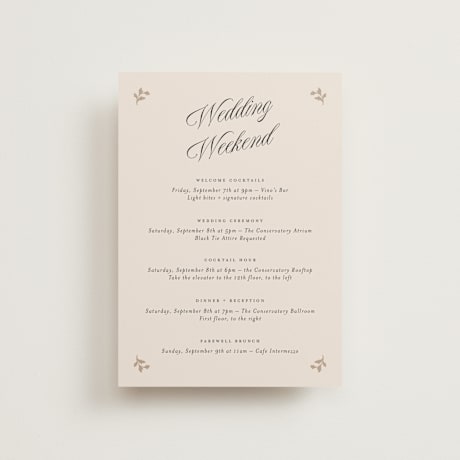 Petite Wedding Weekend Itinerary Cards