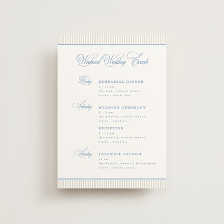 Petite Wedding Weekend Itinerary Cards