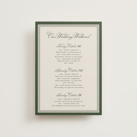 Petite Wedding Weekend Itinerary Cards