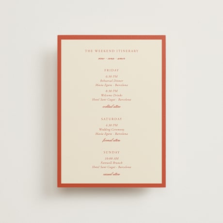 Petite Wedding Weekend Itinerary Cards