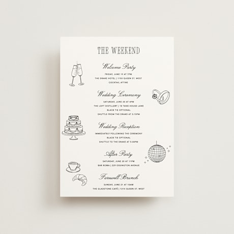 Petite Wedding Weekend Itinerary Cards