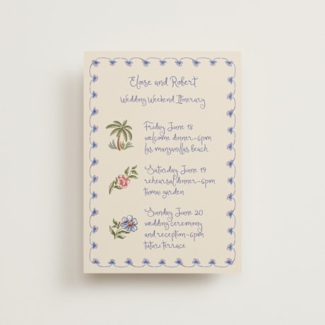 Petite Wedding Weekend Itinerary Cards