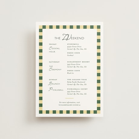 Petite Wedding Weekend Itinerary Cards