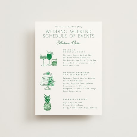 Petite Wedding Weekend Itinerary Cards