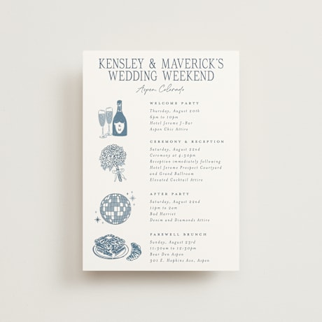 Petite Wedding Weekend Itinerary Cards