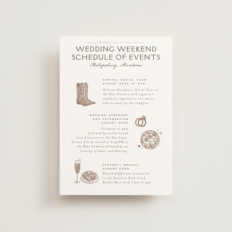 Petite Wedding Weekend Itinerary Cards