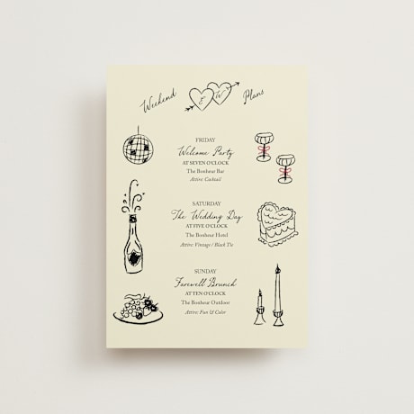 Petite Wedding Weekend Itinerary Cards