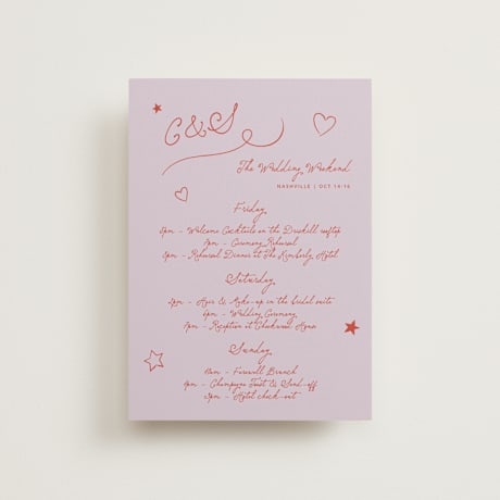 Petite Wedding Weekend Itinerary Cards