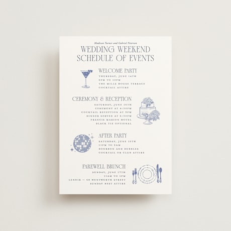 Petite Wedding Weekend Itinerary Cards