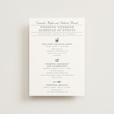 Petite Wedding Weekend Itinerary Cards
