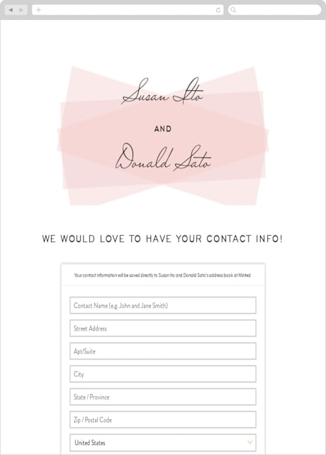 Digital Wedding Address Collection Cards