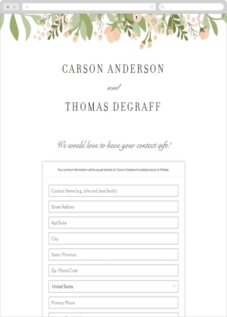 Digital Wedding Address Collection Cards