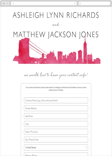 Digital Wedding Address Collection Cards