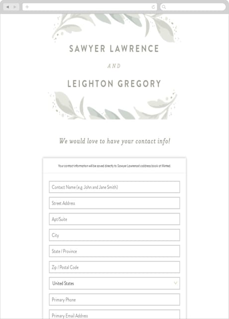 Digital Wedding Address Collection Cards