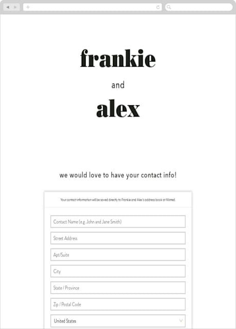 Digital Wedding Address Collection Cards