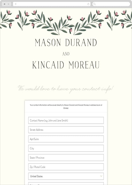 Digital Wedding Address Collection Cards
