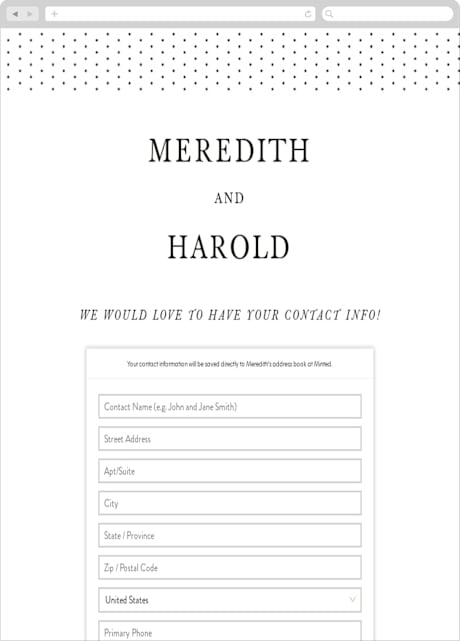 Digital Wedding Address Collection Cards