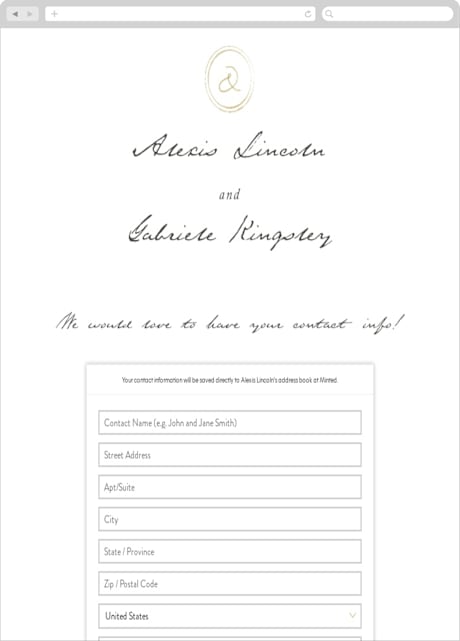Digital Wedding Address Collection Cards