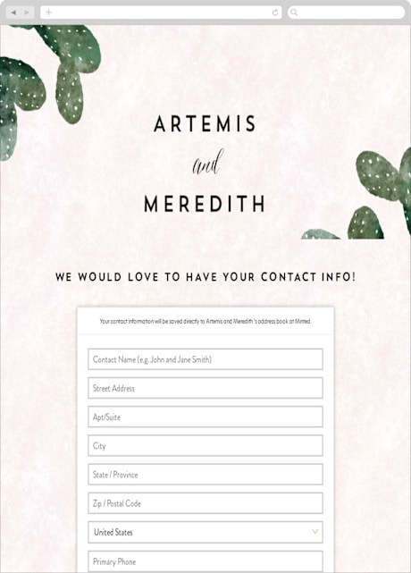 Digital Wedding Address Collection Cards