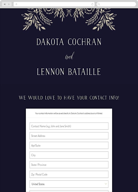 Digital Wedding Address Collection Cards