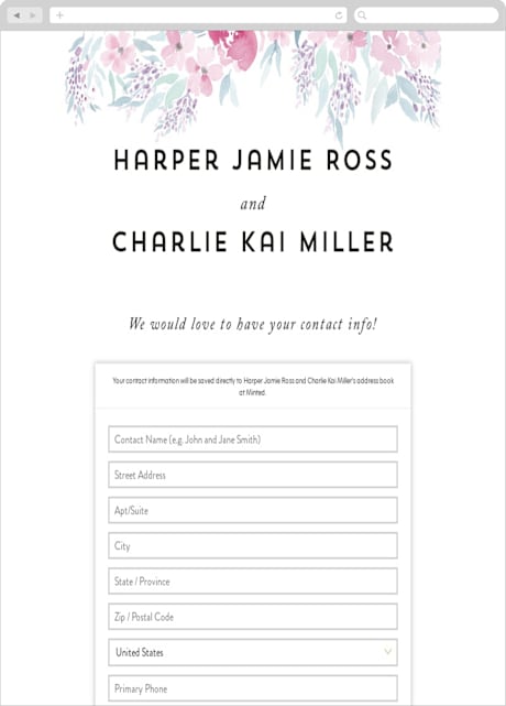 Digital Wedding Address Collection Cards