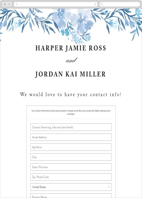 Digital Wedding Address Collection Cards