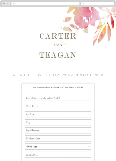 Digital Wedding Address Collection Cards