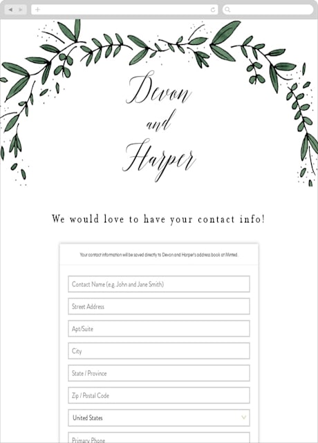 Digital Wedding Address Collection Cards