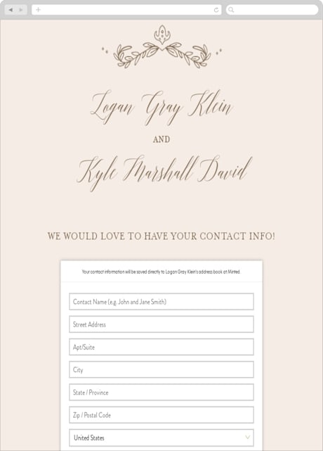Digital Wedding Address Collection Cards