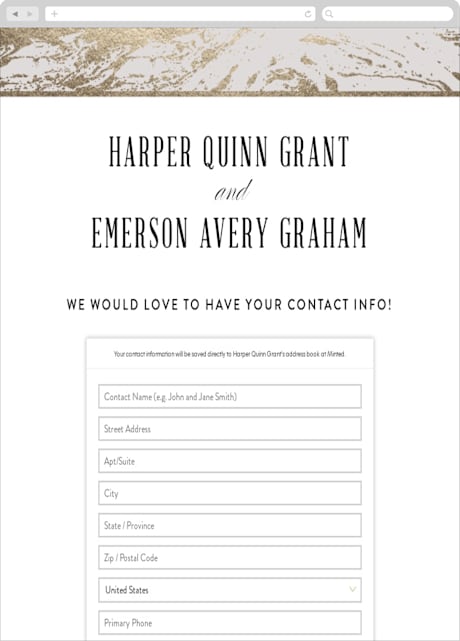 Digital Wedding Address Collection Cards