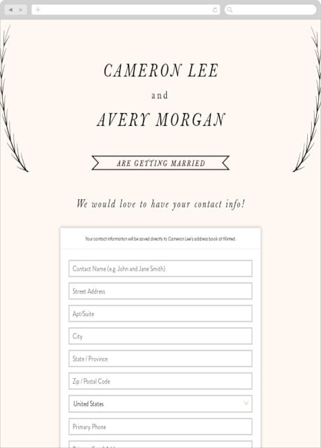 Digital Wedding Address Collection Cards
