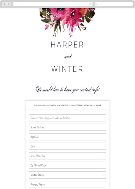 Digital Wedding Address Collection Cards
