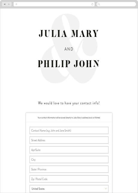 Digital Wedding Address Collection Cards