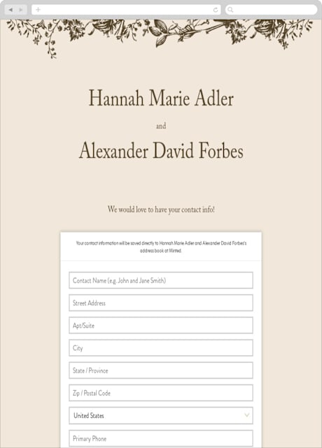 Digital Wedding Address Collection Cards