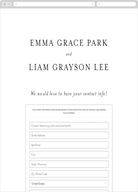 Digital Wedding Address Collection Cards