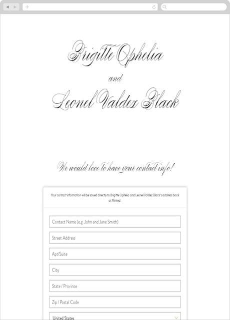 Digital Wedding Address Collection Cards