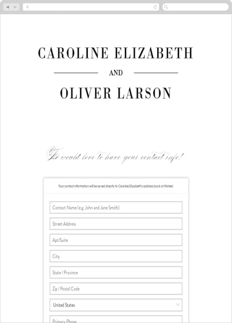 Digital Wedding Address Collection Cards