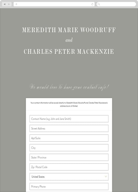 Digital Wedding Address Collection Cards