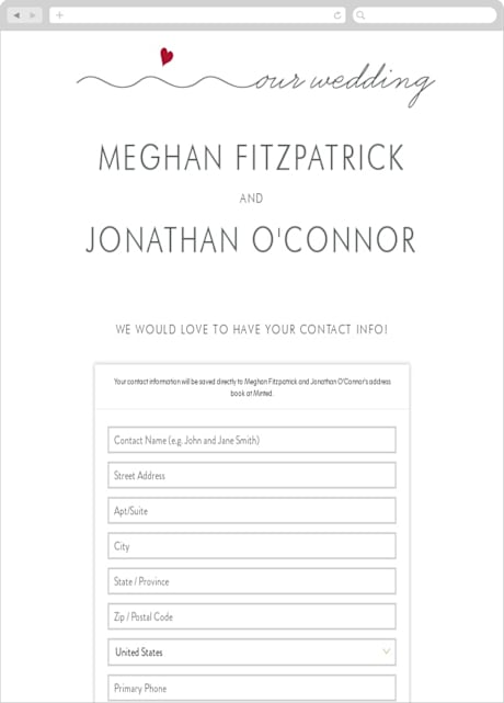 Digital Wedding Address Collection Cards