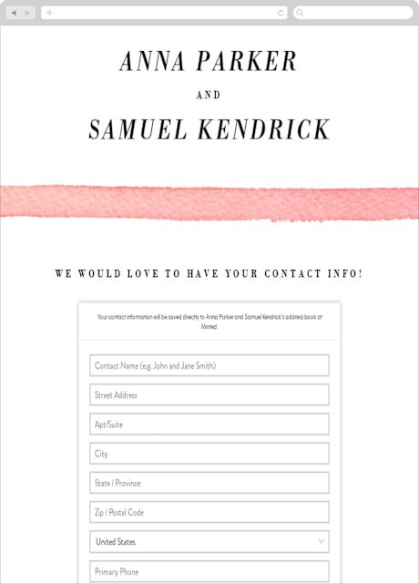 Digital Wedding Address Collection Cards