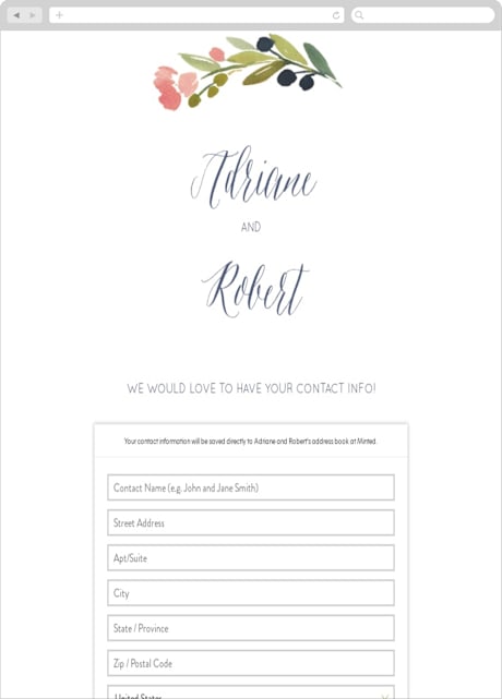 Digital Wedding Address Collection Cards