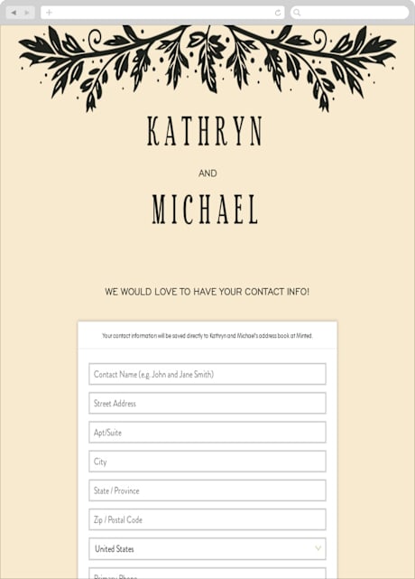 Digital Wedding Address Collection Cards