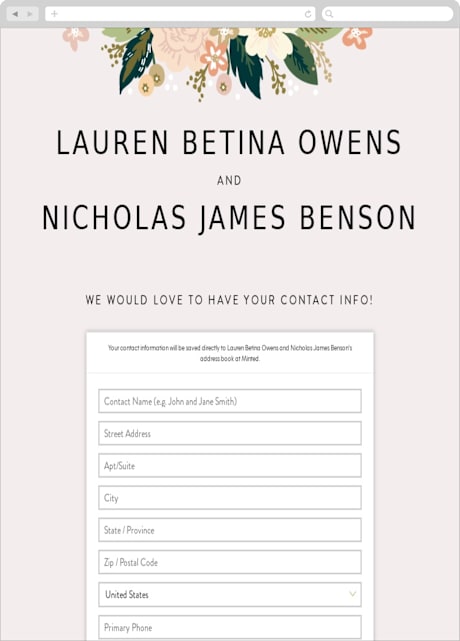 Digital Wedding Address Collection Cards