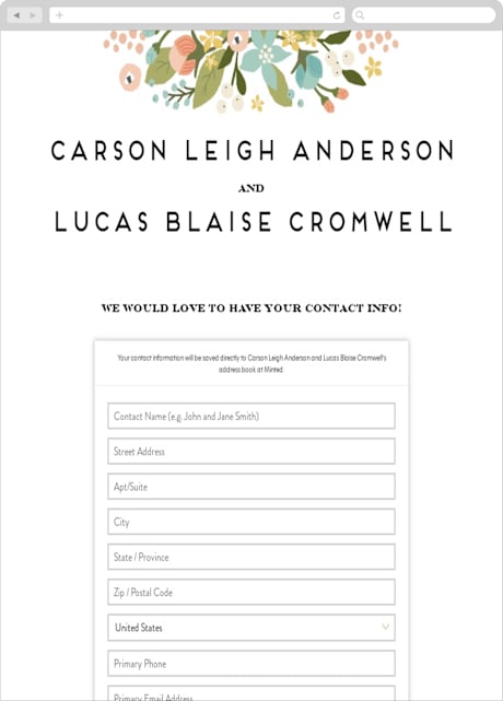 Digital Wedding Address Collection Cards