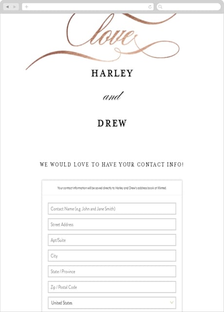 Digital Wedding Address Collection Cards