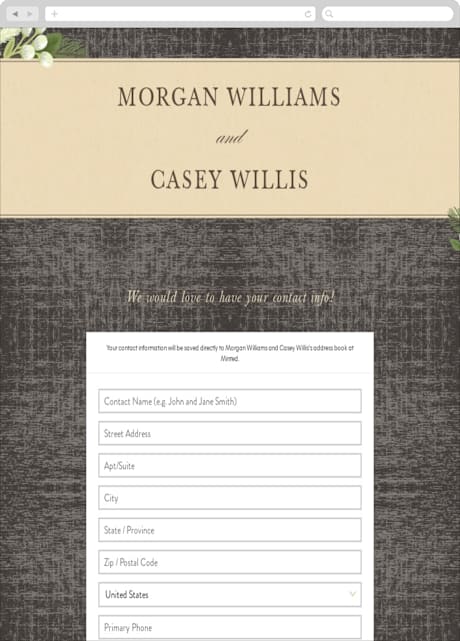 Digital Wedding Address Collection Cards