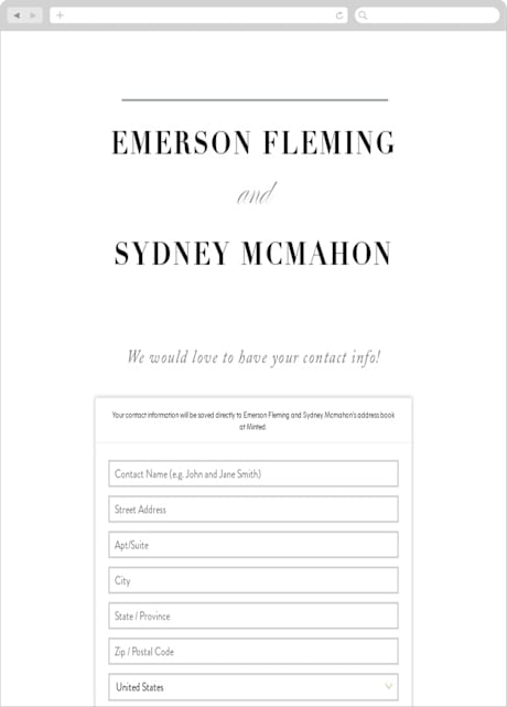 Digital Wedding Address Collection Cards