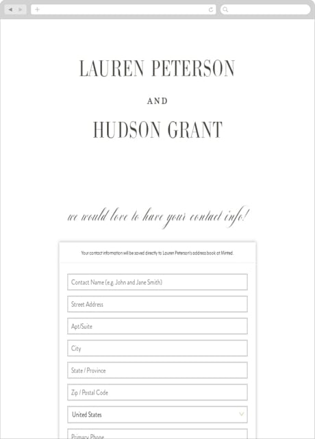 Digital Wedding Address Collection Cards