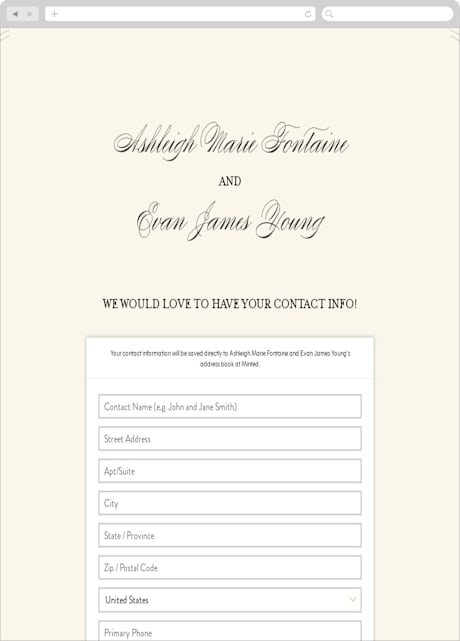 Digital Wedding Address Collection Cards